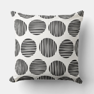 Lined Spots 190917 - Black on White Throw Pillow