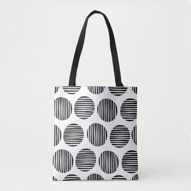 Lined Spots 190917 - Black on White Tote Bag (Front)