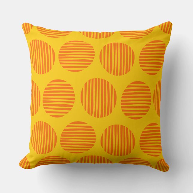 Lined Spots 190917 - Orange and Amber Throw Pillow (Front)