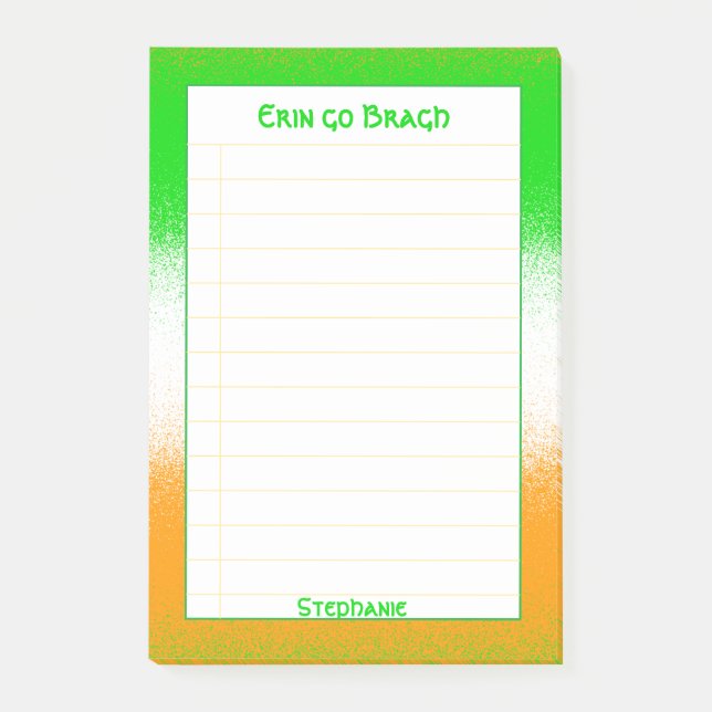 Lined | St Patrick's Day Gold/Green/White Stripes Post-it Notes (Front)