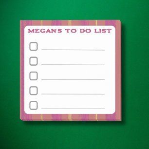 Lined To Do List with Red Pink Stripes Sticky Post-it Notes