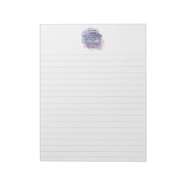 Lined Typewriter Personalized Custom Letterhead Notepad (Rotated)