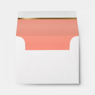 Lined with Peach Coral and Gold Bar Envelope
