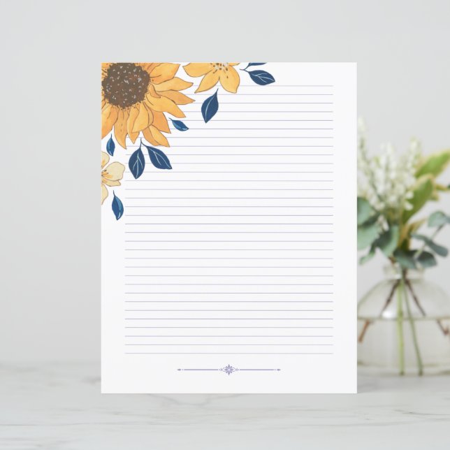 Lined writing paper - sunflowers (Standing Front)