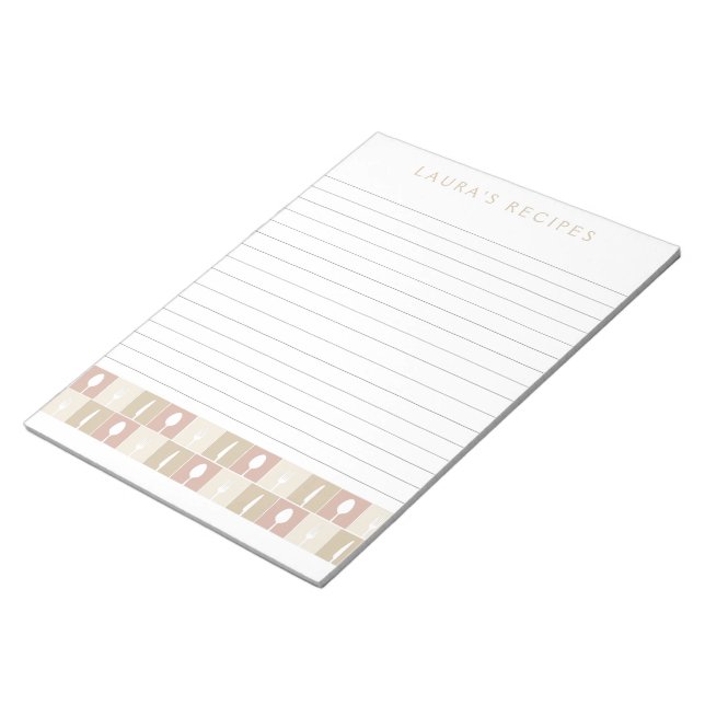 Lined Writing Recipe Pages Personalized Pad (Angled)