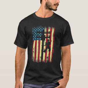 Lineman American Flag  Electric Cable Lineman T-Shirt