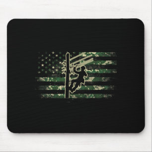 Lineman american flag electric cable lineman usaLi Mouse Pad