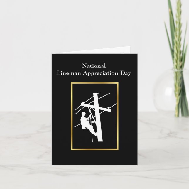 Lineman Appreciation Day White Silhouette Card (Front)