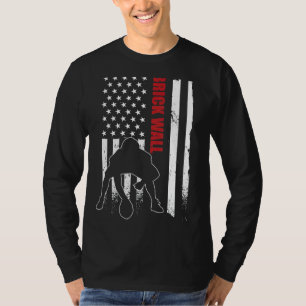 Lineman Brick Wall American Football Player Us Fla T-Shirt