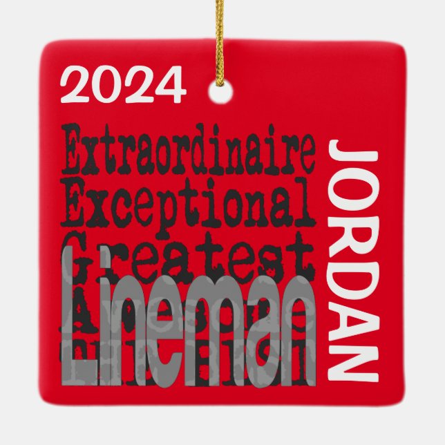 Lineman Extraordinaire CUSTOM Ceramic Ornament (Back)