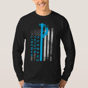 Lineman Fathers Day Electric Cable Lineman Husban T-Shirt