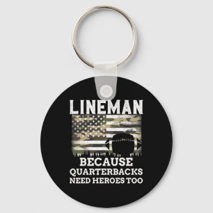 Lineman Football Gift Patriotic American Flag Camo Keychain
