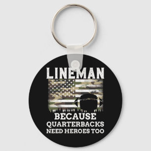 Lineman Football Gift Patriotic American Flag Camo Keychain