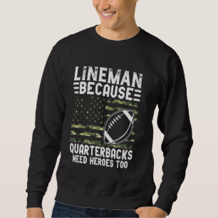 Lineman Football Patriotic USA American Flag Camou Sweatshirt
