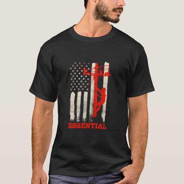 Lineman Gifts Line Worker Image On Back Of Shirt (Front)