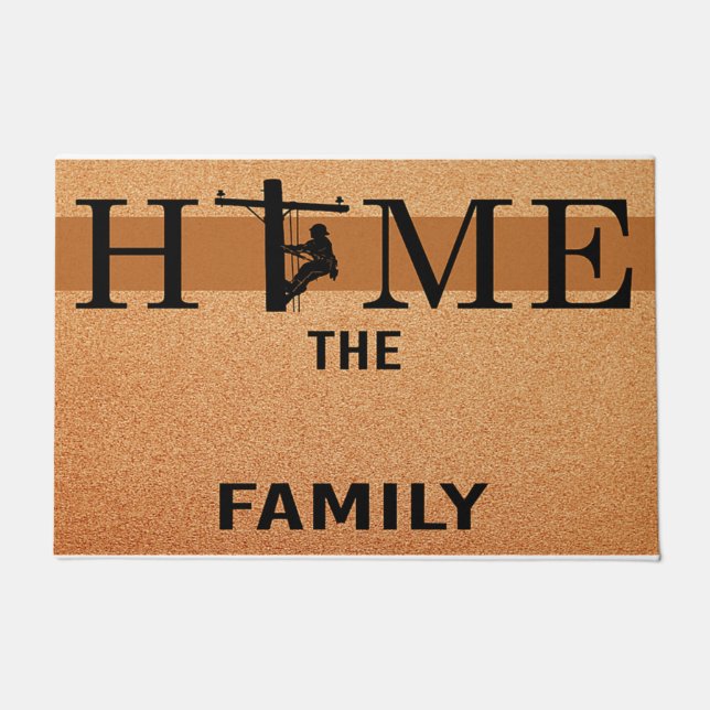 Lineman Home Doormat, Personalized Lineman Family Doormat (Front)