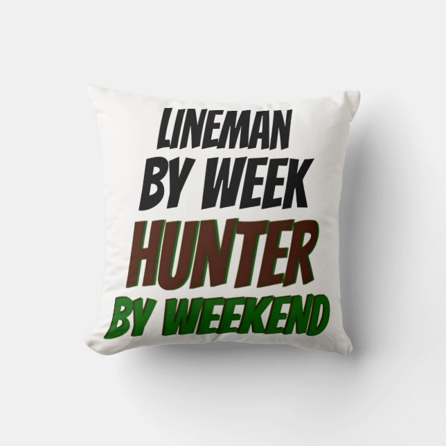 Lineman Hunter Throw Pillow (Front)