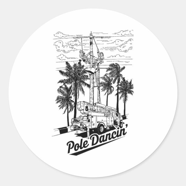 Lineman Le Dancin' Electrician Gift For Men Husban Classic Round Sticker (Front)