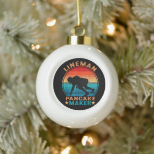 Lineman Pancake Maker - American Football Ceramic Ball Christmas Ornament