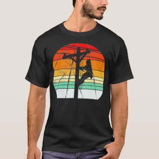 Lineman Retro style Electrician Support your T-Shirt