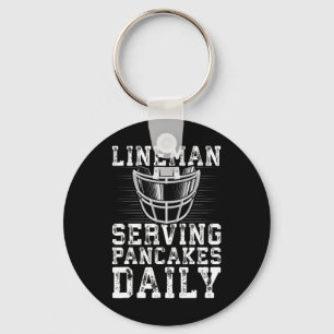 Lineman Serving Pancakes Daily Football Lineman  Keychain