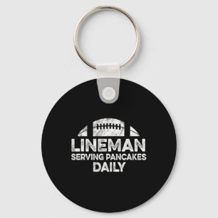 Lineman Serving Pancakes Daily Football Offensive Keychain