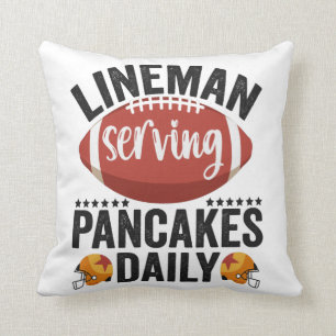 Lineman Serving Pancakes Daily Funny Football Gift Throw Pillow