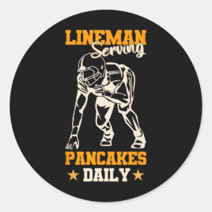Lineman Serving Pancakes Daily Funny Football Play Classic Round Sticker