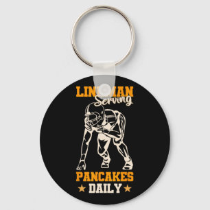 Lineman Serving Pancakes Daily Funny Football Play Keychain