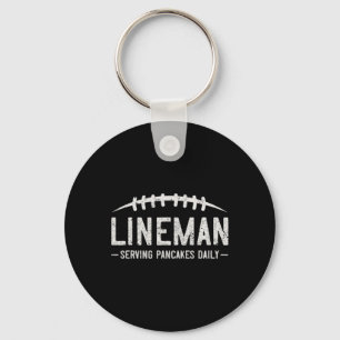 Lineman Serving Pancakes Daily Funny Vintage Footb Keychain