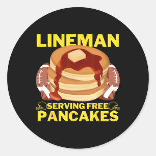 Lineman Serving Pancakes Football Lineman  Classic Round Sticker