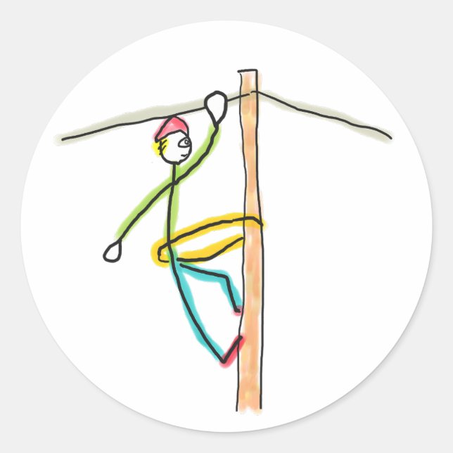 Lineman Stickman Classic Round Sticker (Front)