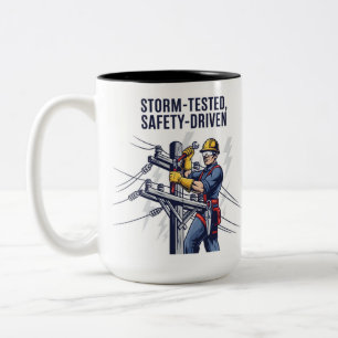 Lineman Storm Restoration Gift Two-Tone Coffee Mug