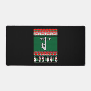 Lineman Ugly Christmas Sweater Desk Mat