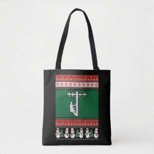 Lineman Ugly Christmas Sweater Tote Bag