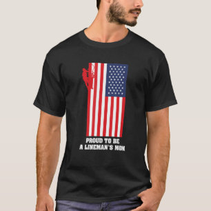 Lineman's Mom American Flag Electrician T-Shirt