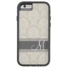 Linen and Charcoal Damask Pattern with Monogram
