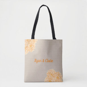 Linen and Dahlia Wedding Custom Name Date Tote Bag