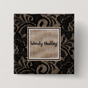 Linen and lace customizable name button