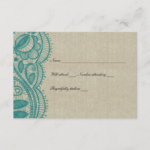 Linen and Teal Lace rsvp