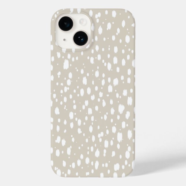 Linen Beige Abstract Scattered Dots Case-Mate iPhone Case (Back)
