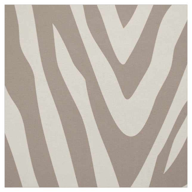 Linen Beige and Mocha Zebra Print Large Scale Fabric (Swatch)