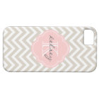 Linen Beige and Pink Chevron Custom Monogram