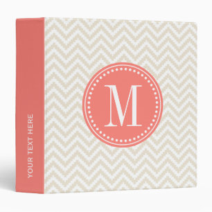 Linen Beige Chic Aztec Chevron Monogrammed Binder