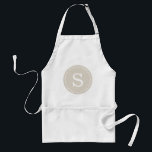 Linen Beige Dotted Circle Monogram Standard Apron<br><div class="desc">Chic Classic Preppy Personalized Monogram in a Circle Frame with Cute Polka Dotted Border</div>