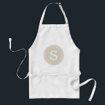 Linen Beige Dotted Circle Monogram Standard Apron<br><div class="desc">Chic Classic Preppy Personalized Monogram in a Circle Frame with Cute Polka Dotted Border</div>