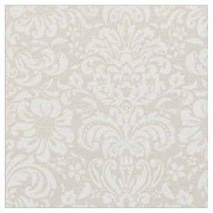 Linen Beige Floral Damask Fabric