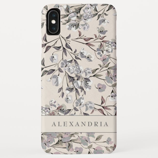 Linen Beige Floral | Personalized Case-Mate iPhone Case (Back)