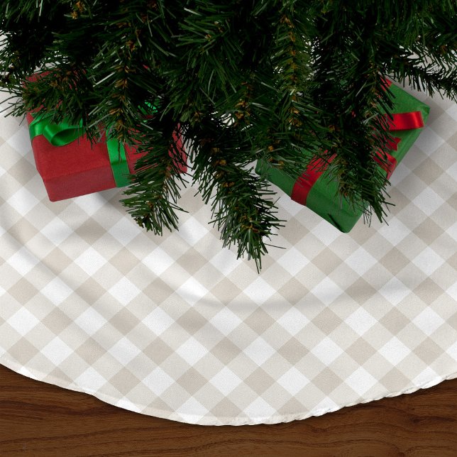 Linen Beige Gingham Brushed Polyester Tree Skirt (Creator Uploaded)