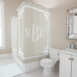 Linen Beige Greek Key Border Monogram
